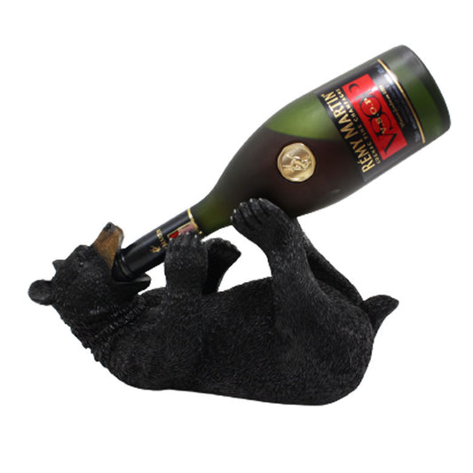 The New Black Bear Resin Ornaments Creative Simulation Animal Shape Wine Rack