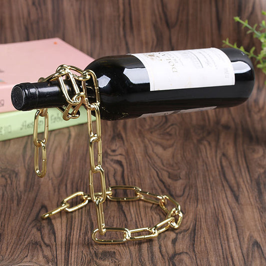 Suspended Wrought Iron Chain Red Wine Shelf