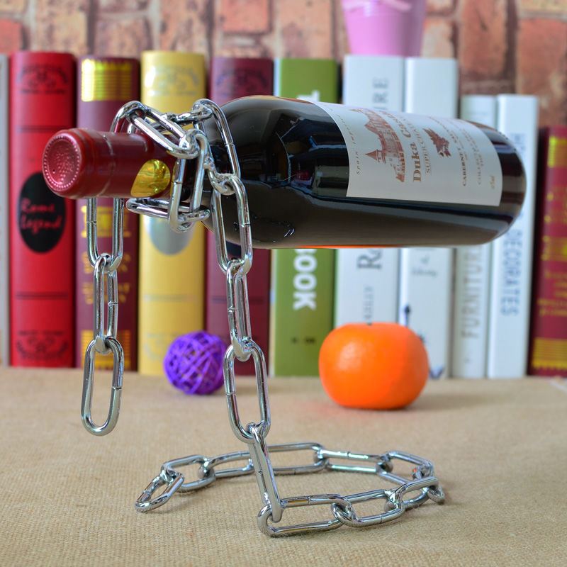Suspended Wrought Iron Chain Red Wine Shelf