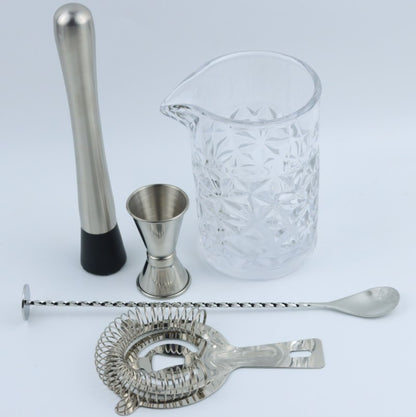 Ice Strainer Crystal Glass Stainless Steel Cocktail Set